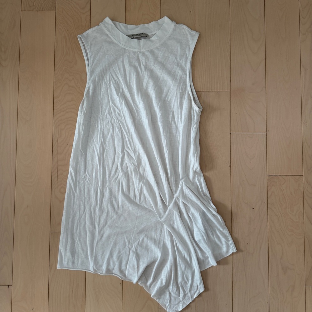 All Saints White Tank Top with Ruffle Detail